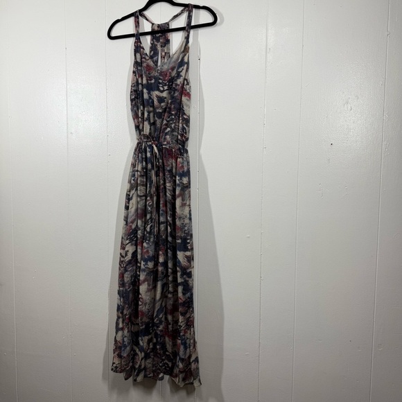 The Korner Maxi Dress Snake Printed Water color boho Flowy Waist Tie Sleeveless - Picture 1 of 8